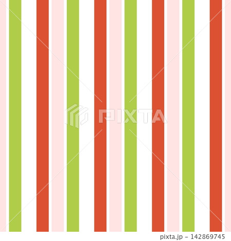 Vector seamless pattern with colorful vertical stripes. Fresh summer background texture in green, orange, pink for textile, wallpaper, and wrapping. 142869745