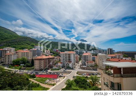 Becici Montenegro With Dramatic Clouds And Mountain View Becici Montenegro With Dramatic Clouds And Mountain View 142870336