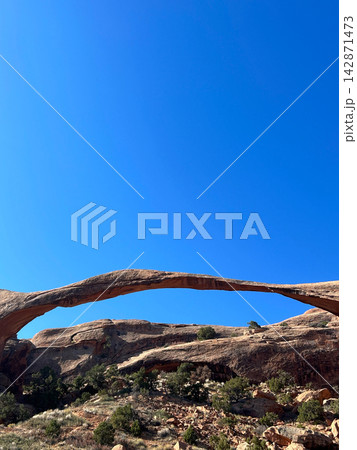 Stunning Landscape Arch, a Natural Rock Formation in Arches National Park. Stunning Landscape Arch, a Natural Rock Formation in Arches National Park. 142871473