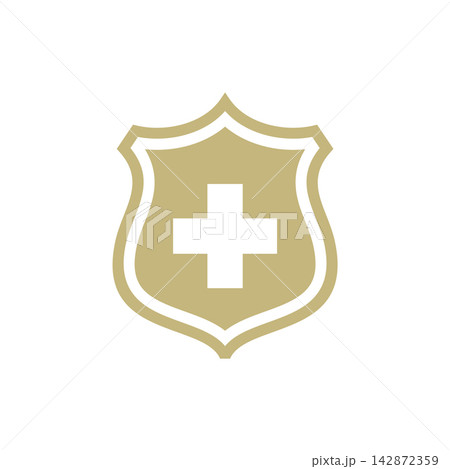 Simple Cross Healthcare Shield Icon Logo Template Simple Cross Healthcare Shield Icon Logo Template 142872359