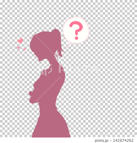 A woman with doubts, arms crossed, romance, silhouette 142874262