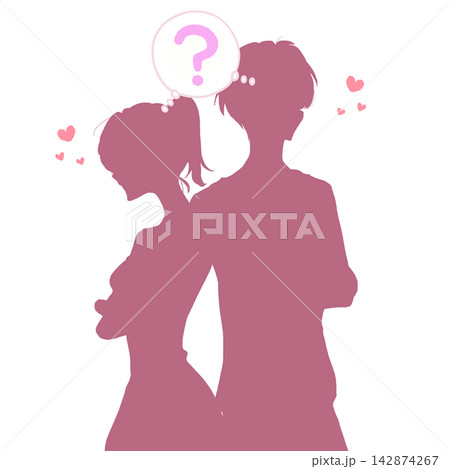 お互い疑問を持つ男女 腕組み 恋愛 シルエット お互い疑問を持つ男女 腕組み 恋愛 シルエット 142874267