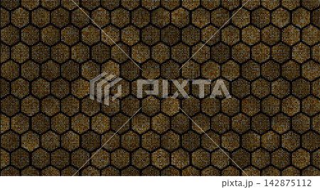 Black and gold hexagon background. Dotted honeycomb Black and gold hexagon background. Dotted honeycomb 142875112