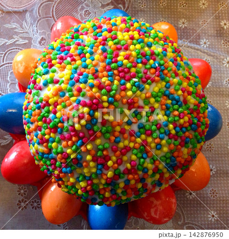 Easter Cake With Colored Eggs 142876950
