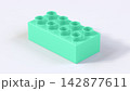 Aquamarine Plastic Construction Lego Brick with Eight Hollow Studs Isolated on White 142877611