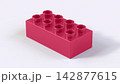 Crimson Plastic Construction Lego Brick with Eight Hollow Studs Isolated on White 142877615