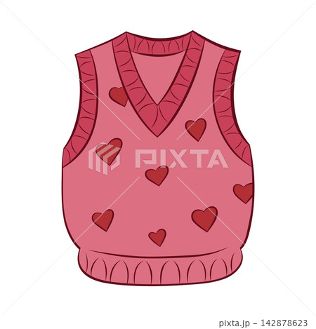 Vector illustration of a pink heart sweater vest Vector illustration of a pink heart sweater vest 142878623