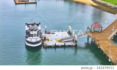 Aerial Ferry Dock Pier and Waterfront at Coronado Park San Diego 142879551