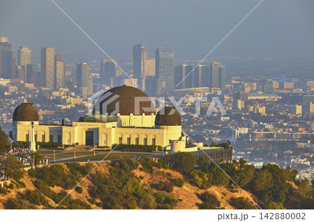 Griffith Observatory and Los Angeles Skyline at Golden Hour in California 142880002
