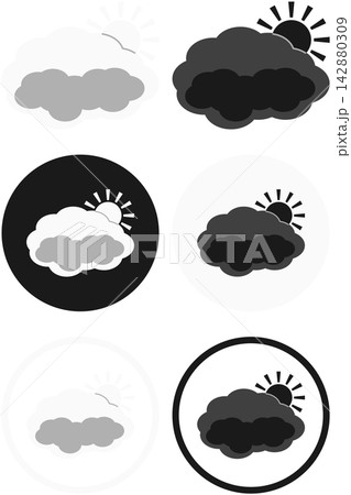 雲と太陽のアイコンイラストバリエーションセット / 晴れのち曇り・お天気のイラスト素材 雲と太陽のアイコンイラストバリエーションセット / 晴れのち曇り・お天気のイラスト素材 142880309