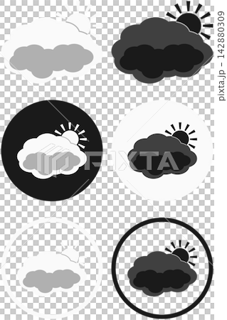 雲と太陽のアイコンイラストバリエーションセット / 晴れのち曇り・お天気のイラスト素材 雲と太陽のアイコンイラストバリエーションセット / 晴れのち曇り・お天気のイラスト素材 142880309