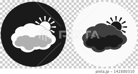 Icon illustration set of clouds and sun with a circular background / Illustration material for sunny then cloudy weather Icon illustration set of clouds and sun with a circular background / Illustration material for sunny then cloudy weather 142880310