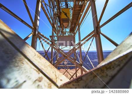 Abandoned Mine Structure Industrial Metal Framework Overlooking Grand Canyon West 142880860