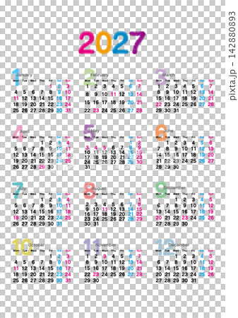 2027 年刺繡風格年曆,星期一為起始日,直式版。 2027 年刺繡風格年曆,星期一為起始日,直式版。 142880893
