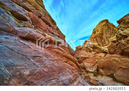 Vivid Sandstone Formations and Blue Sky Valley of Fire Seven Wonders Trail Vivid Sandstone Formations and Blue Sky Valley of Fire Seven Wonders Trail 142882051
