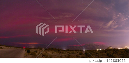 Aurora Lights Over Desert Mountains and Night Sky Near Las Vegas Nevada Aurora Lights Over Desert Mountains and Night Sky Near Las Vegas Nevada 142883023