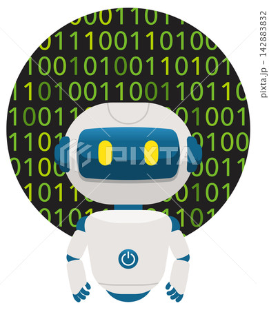 AIエージェント　AIロボットとビットのイメージイラスト 142883832