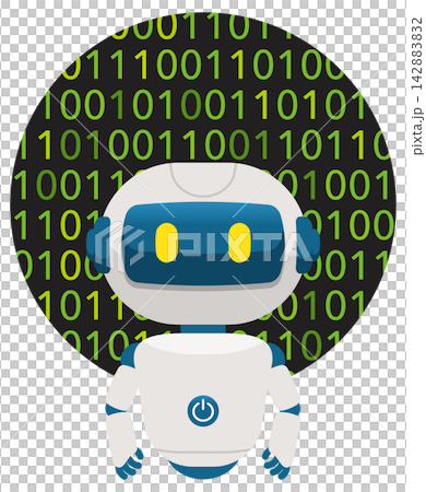 AIエージェント　AIロボットとビットのイメージイラスト 142883832