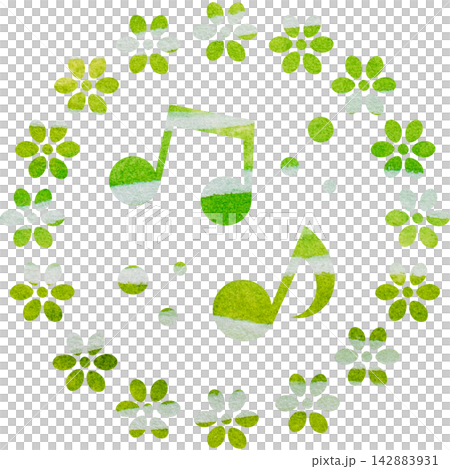 An illustration of a musical note icon with a beautiful watercolor pattern. An illustration of a musical note icon with a beautiful watercolor pattern. 142883931