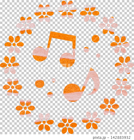 An illustration of a musical note icon with a beautiful watercolor pattern. An illustration of a musical note icon with a beautiful watercolor pattern. 142883932