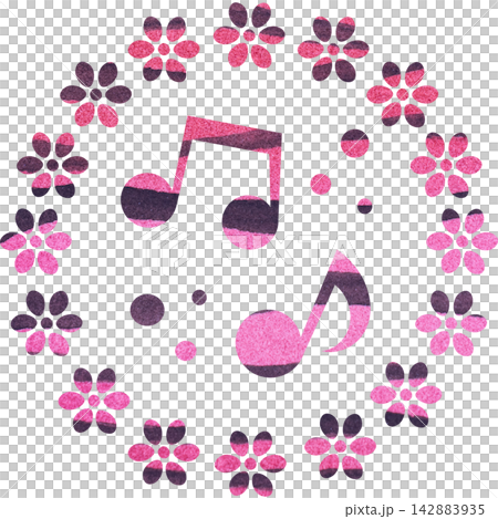 An illustration of a musical note icon with a beautiful watercolor pattern. An illustration of a musical note icon with a beautiful watercolor pattern. 142883935