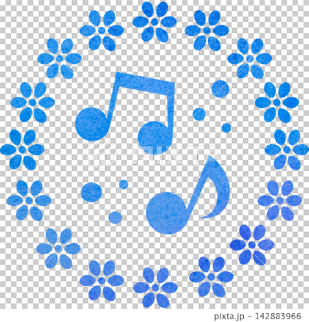 An illustration of a musical note icon with a beautiful watercolor pattern. An illustration of a musical note icon with a beautiful watercolor pattern. 142883966