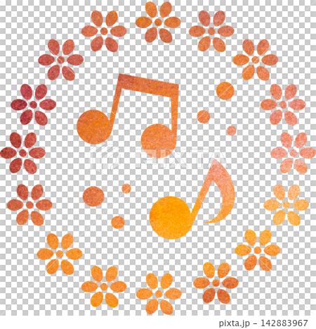 An illustration of a musical note icon with a beautiful watercolor pattern. An illustration of a musical note icon with a beautiful watercolor pattern. 142883967