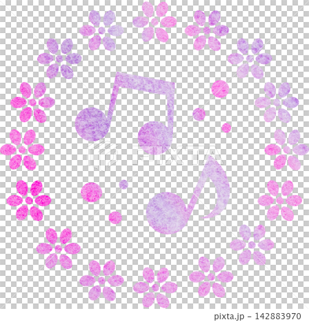 An illustration of a musical note icon with a beautiful watercolor pattern. An illustration of a musical note icon with a beautiful watercolor pattern. 142883970