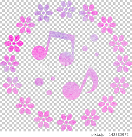 An illustration of a musical note icon with a beautiful watercolor pattern. An illustration of a musical note icon with a beautiful watercolor pattern. 142883972