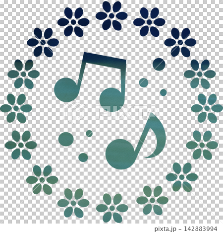 An illustration of a musical note icon with a beautiful watercolor pattern. An illustration of a musical note icon with a beautiful watercolor pattern. 142883994