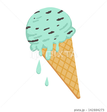 チョコミントのアイスクリームのイラスト チョコミントのアイスクリームのイラスト 142884273