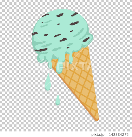 チョコミントのアイスクリームのイラスト チョコミントのアイスクリームのイラスト 142884273