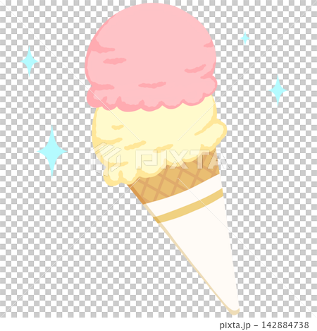 Illustration of a two-scoop ice cream cone Illustration of a two-scoop ice cream cone 142884738