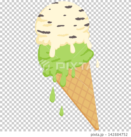 Illustration of a two-scoop ice cream cone Illustration of a two-scoop ice cream cone 142884752