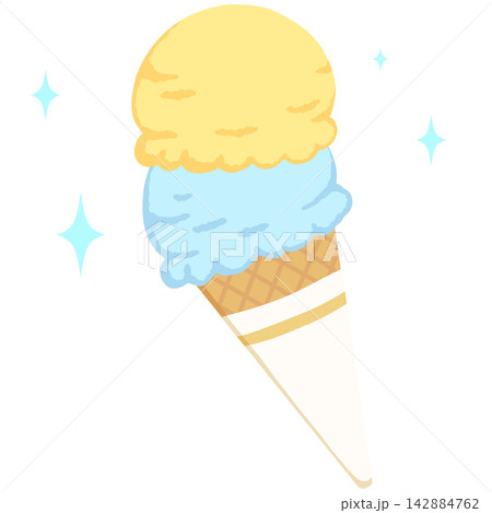 二段重ねのアイスクリームのイラスト 二段重ねのアイスクリームのイラスト 142884762