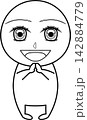 顔だけ少女漫画風な人物キャラクター：にっこり 142884779