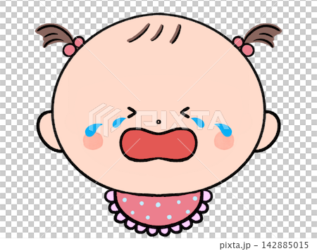Illustration of a crying baby girl Illustration of a crying baby girl 142885015