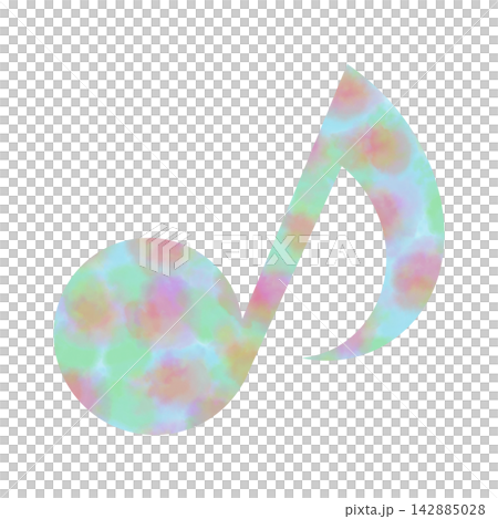 Beautiful watercolor illustration of an eighth note image Beautiful watercolor illustration of an eighth note image 142885028