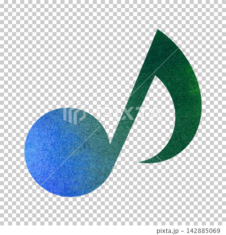 Beautiful watercolor illustration of an eighth note image 142885069