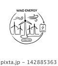 Wind Energy Farm Line Art Icon Renewable Power Storage White Background  142885363