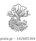 Eco City Tree Line Art Icon Green Energy Sustainable Smart City Concept  142885364