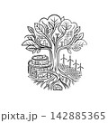 Eco City Tree Line Art Icon Green Energy Sustainable Smart City Concept  142885365