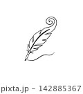 Feather Quill Pen Silhouette Writing Line Art Icon White Background  142885367