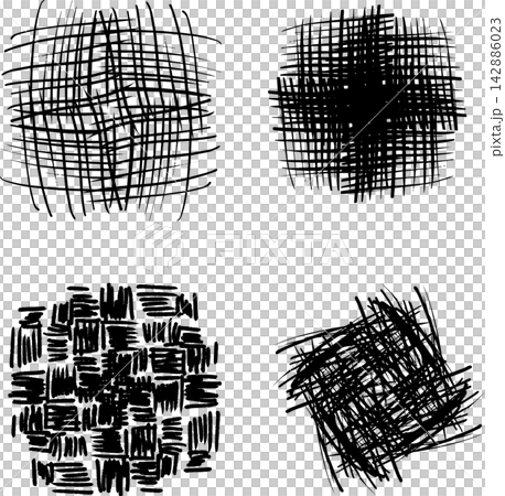 Hand-drawn crosshatch and brush texture material set Hand-drawn crosshatch and brush texture material set 142886023