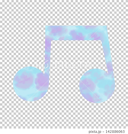 An illustration of a musical note icon with a beautiful watercolor pattern. An illustration of a musical note icon with a beautiful watercolor pattern. 142886063