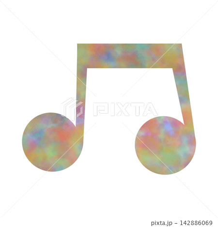 綺麗な水彩模様の音符のアイコンのイメージのイラスト 142886069