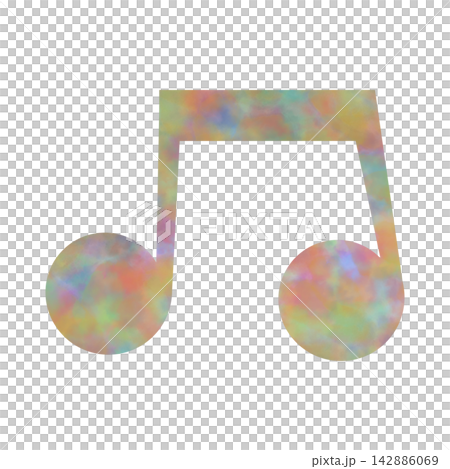 綺麗な水彩模様の音符のアイコンのイメージのイラスト 142886069