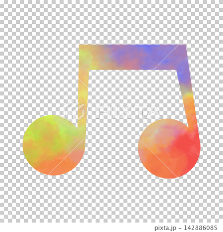 An illustration of a musical note icon with a beautiful watercolor pattern. An illustration of a musical note icon with a beautiful watercolor pattern. 142886085