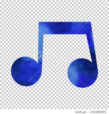 綺麗な水彩模様の音符のアイコンのイメージのイラスト 142886091