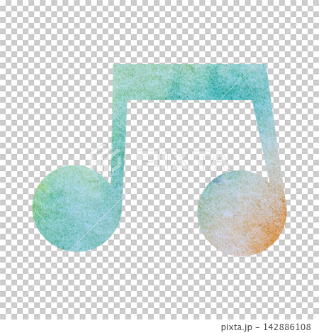 綺麗な水彩模様の音符のアイコンのイメージのイラスト 綺麗な水彩模様の音符のアイコンのイメージのイラスト 142886108
